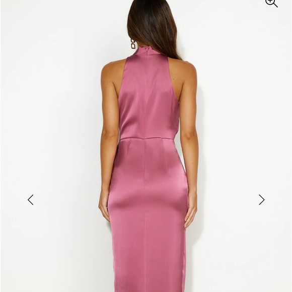 Hello Molly Berry Color Satin Midi Dress - Picture 2 of 5